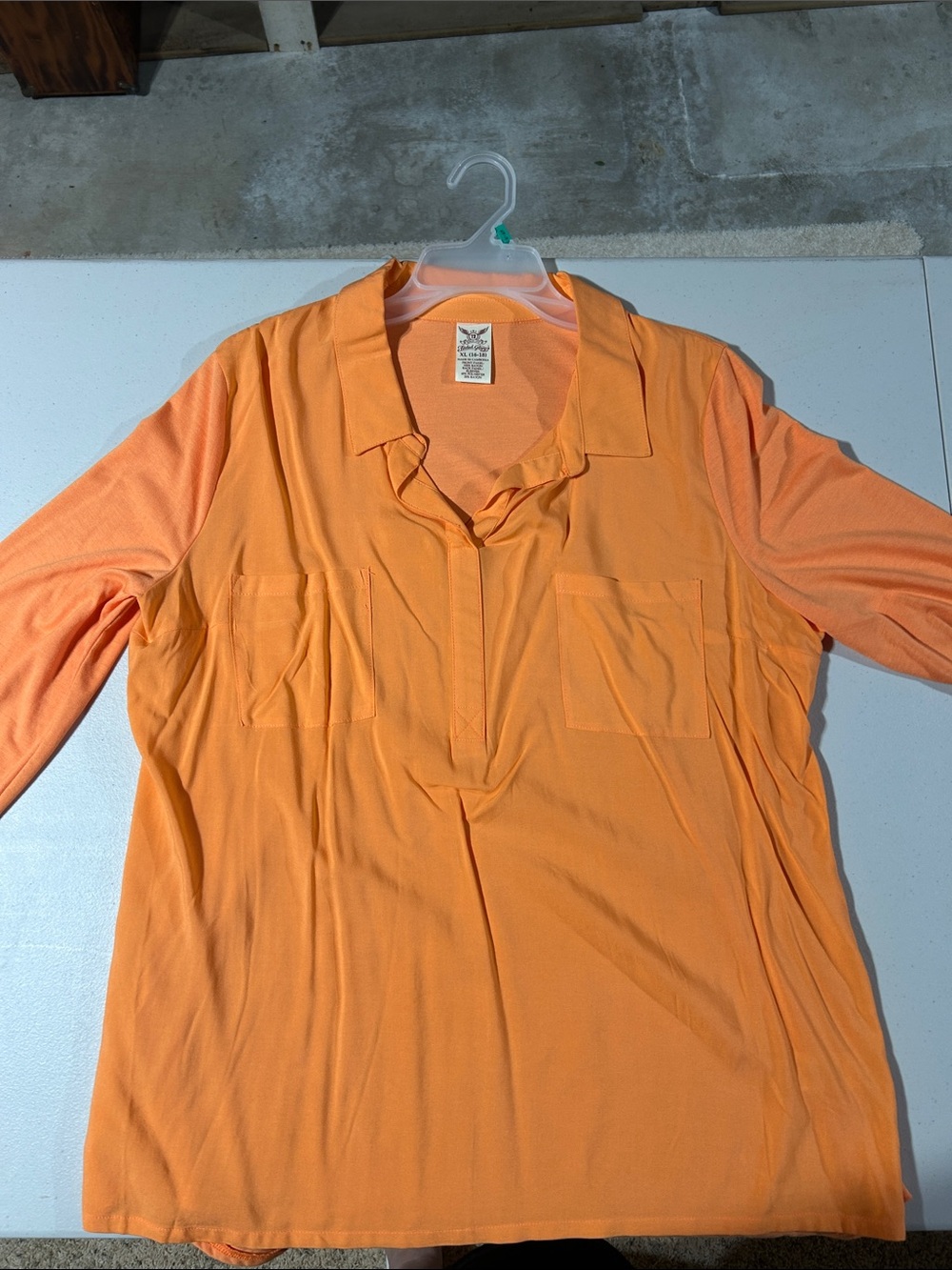 Faded Glory Orange Long Sleeve Collared Blouse